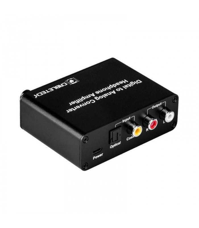 convertor digital toslink rca la analog 2x rca cu iesire casti 35 mm jack cabletech 1