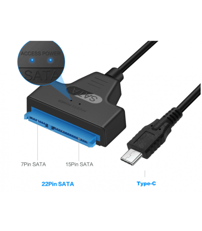 Convertor USB Type C - SATA 22 pini max 6TB HDD 2.5" si SSD