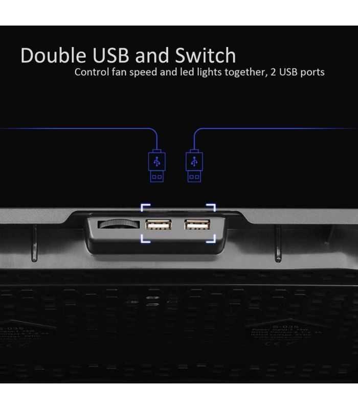 Cooling Pad Laptop 5 Ventilatoare 2x Usb Platinet