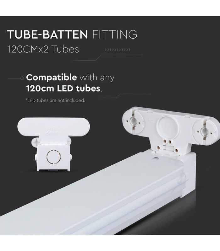 Corp Iluminat Pentru Tuburi T8 2x 120cm Ip20 V Tac Sku 6055
