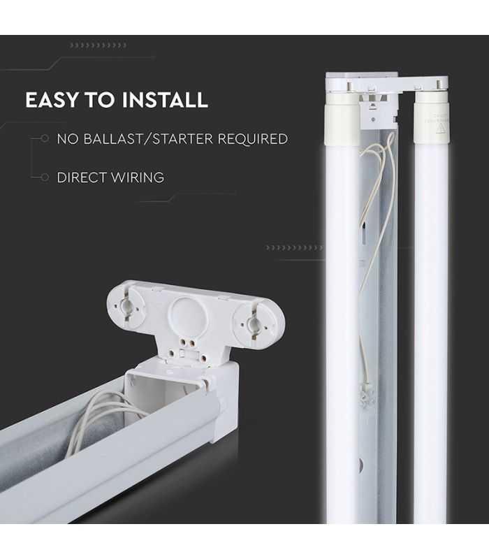 Corp Iluminat Pentru Tuburi T8 2x 120cm Ip20 V Tac Sku 6055