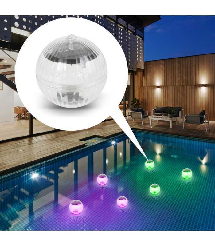 Dispozitiv iluminare solara pentru piscina LED RGB 10cm cu acumulator Phenom