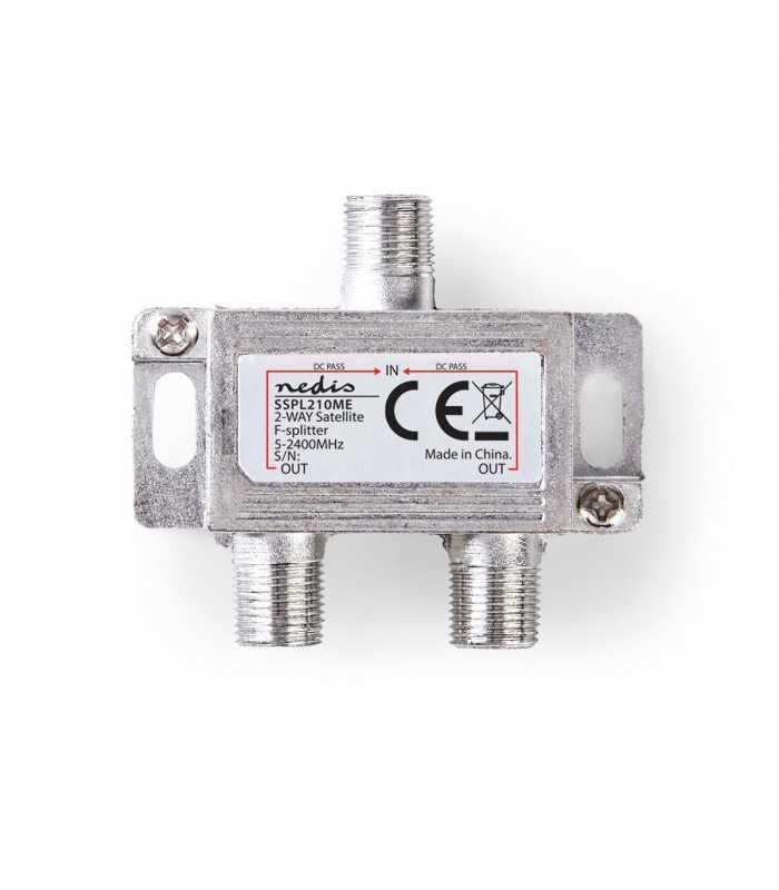distribuitor semnal tv 2 iesiri 2400mhz splitter f intrare 2x f iesire mama nedis 3