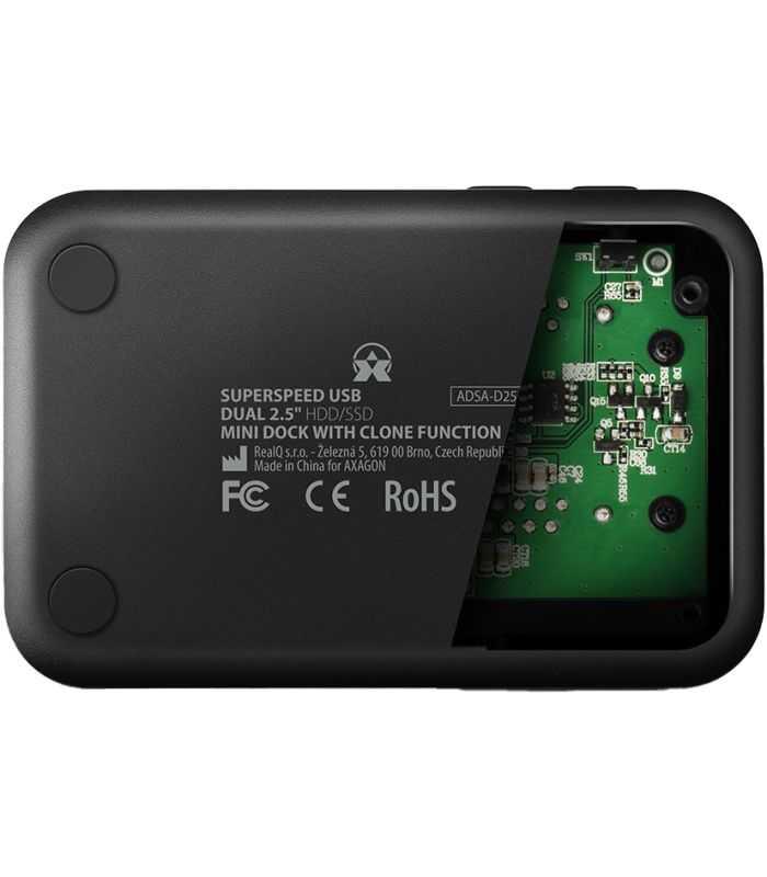 Docking Station Clonare Axagon Adsa D25 Clone Mini Superspeed Usb32 5gbps 25 Dual Hdd Ssd 6g
