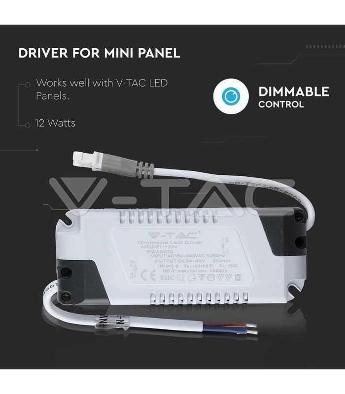 driver pentru panou led 12w 24 45vdc 300ma cu control variatie intensitate dimmer v tac 1