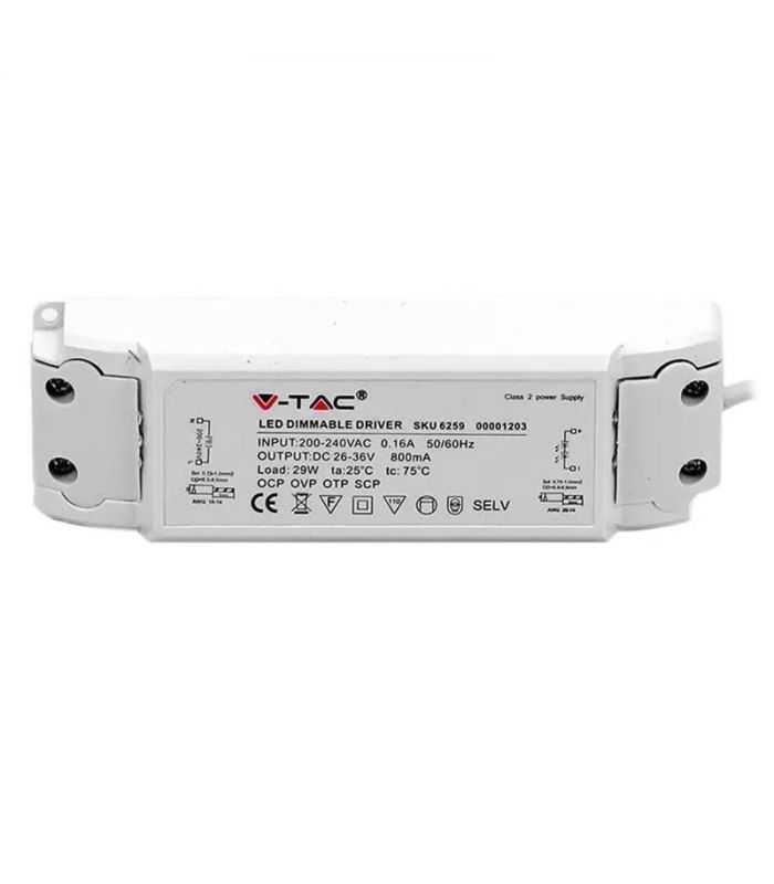 Driver pentru panou LED 29W 25-36VDC 800mA A++ IP20 V-TAC