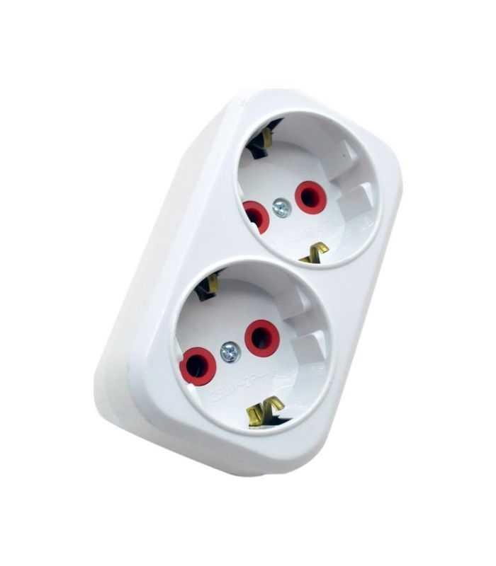 Dublu Stecher 2x Schuko 16a 3500w Alb Rosu Ve12000 Lava Sokets