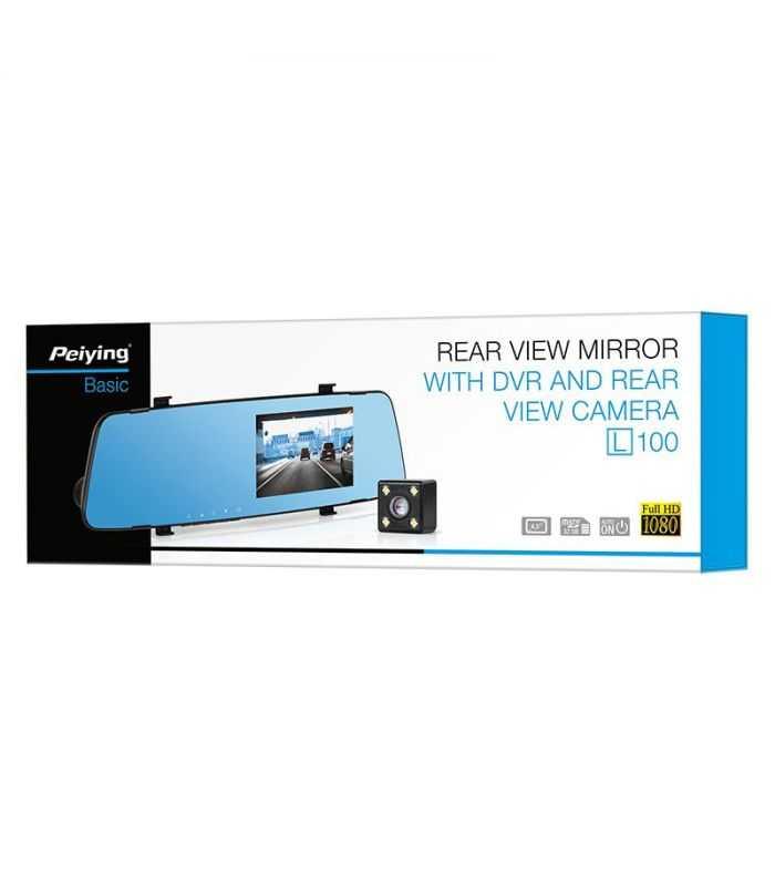 Dvr Auto Cu Camera Fata 1080p Spate Vga In Oglinda L100 Peiying Basic Py Dvr030