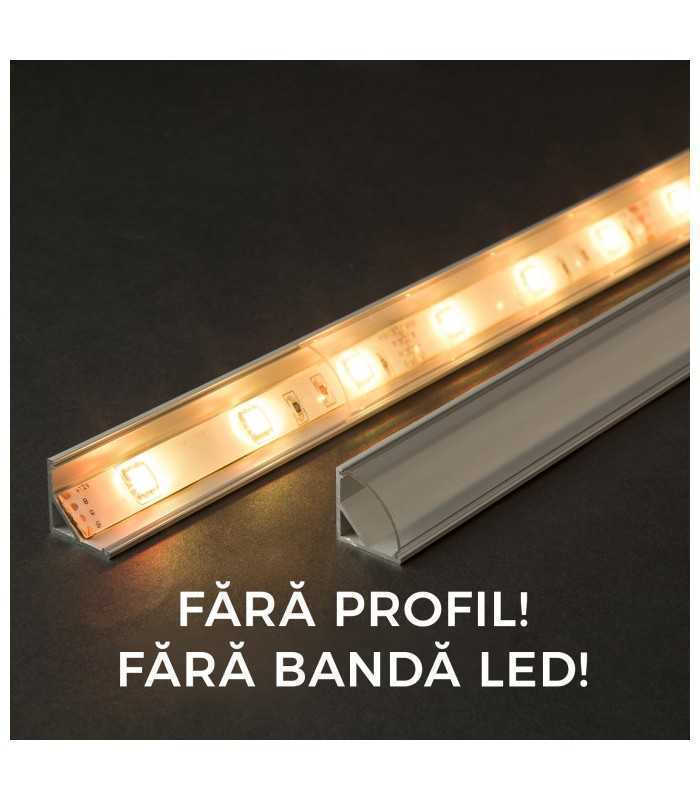 Ecran transparent pentru profil aluminiu banda LED 2m Phenom Lighting