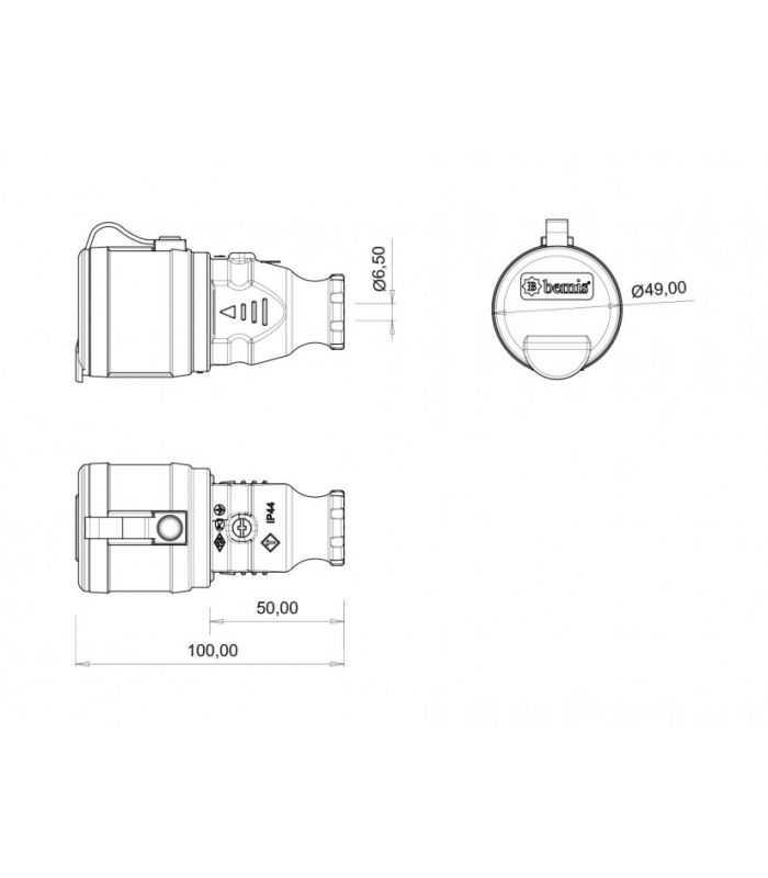 fisa schuko cauciuc cu capac bemis bk1 1402 2311 2pe 16a 250v ip44 1