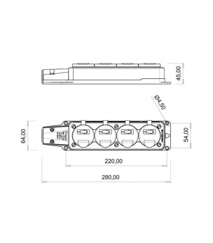 fisa schuko cauciuc cu capac bemis bk1 1402 3614 2pe 4 iesiri 16a 250v ip54 1