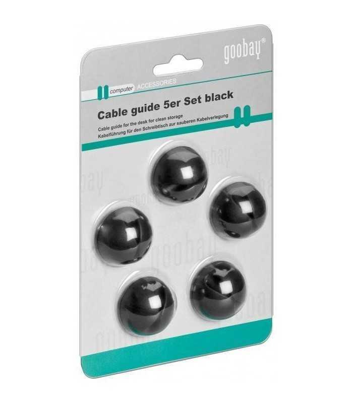 Ghidaj cablu pentru birou 5buc/set negru Goobay