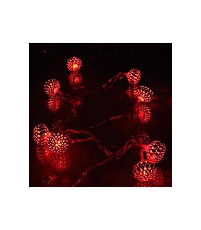 ghirlanda electrica luminoasa decorativa cu felinar 20 leduri rosii cablu transparent well 2