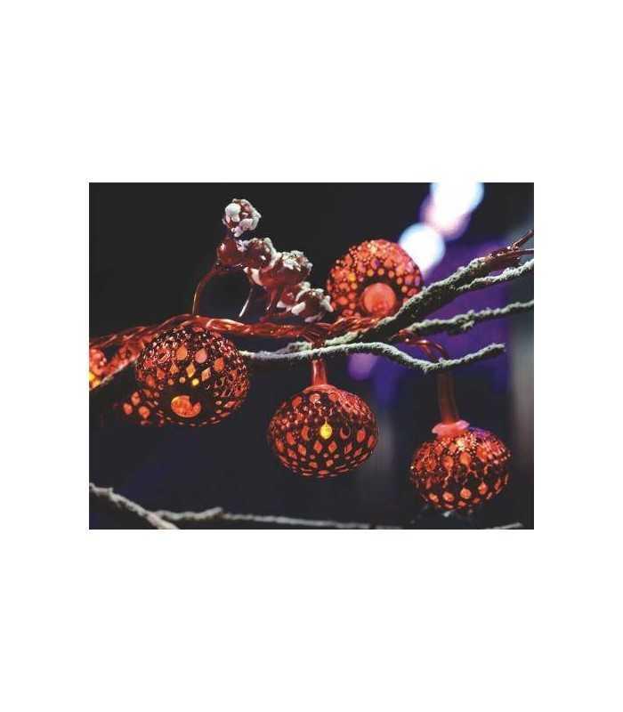 ghirlanda electrica luminoasa decorativa cu felinar 20 leduri rosii cablu transparent well 3