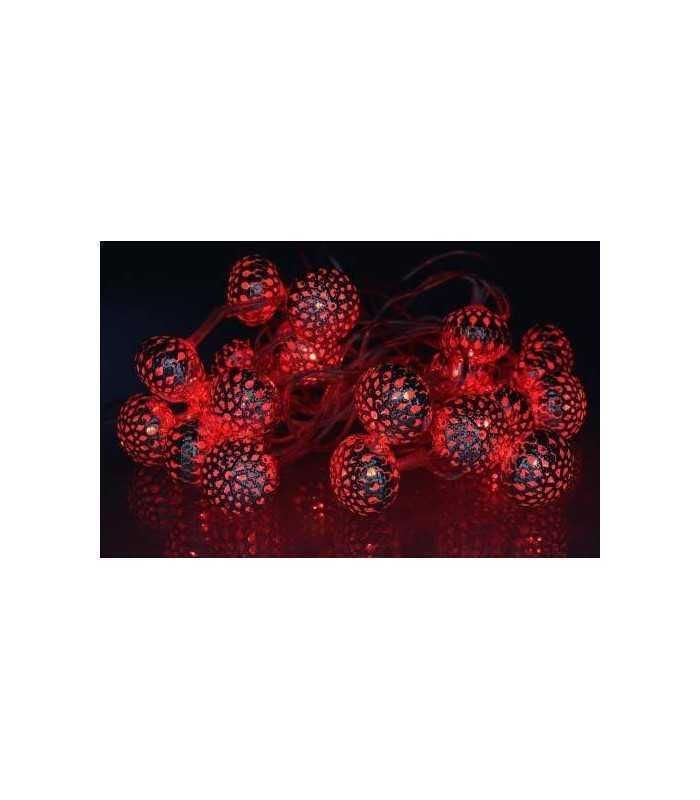 ghirlanda electrica luminoasa decorativa cu felinar 20 leduri rosii cablu transparent well 4