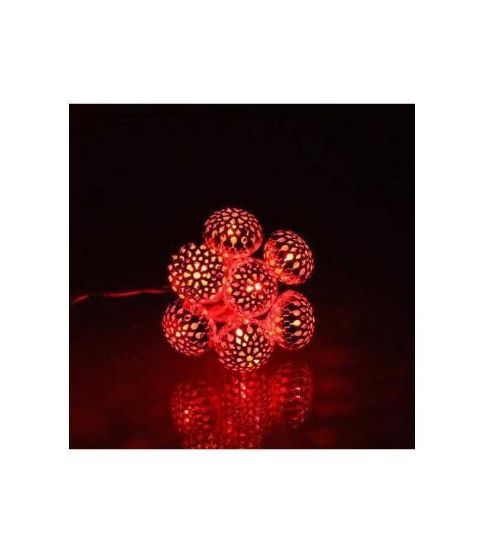 Ghirlanda electrica luminoasa decorativa cu felinar 20 LEDuri rosii cablu transparent WELL