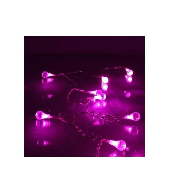 Ghirlanda electrica luminoasa decorativa forma de picatura 20 LEDuri roz cablu transparent WELL