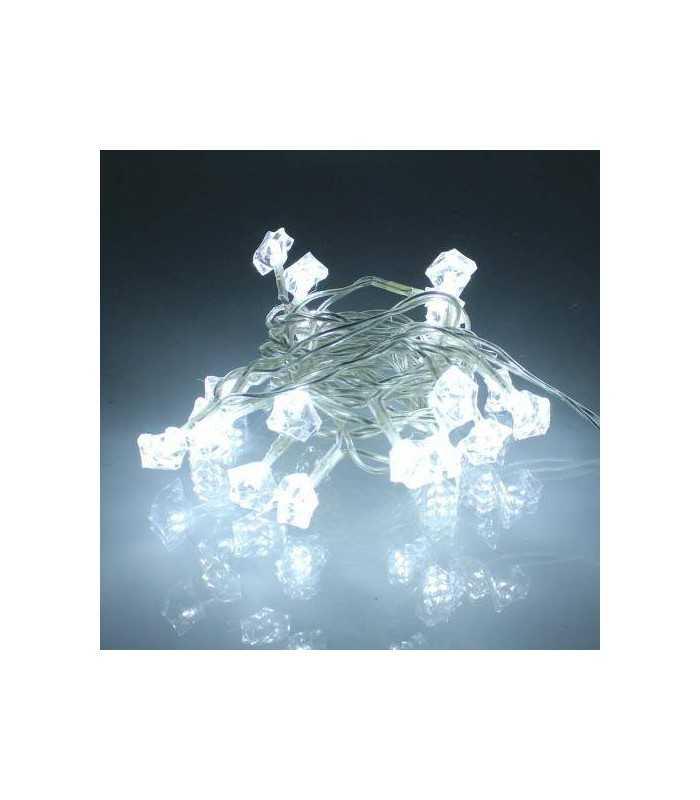 Ghirlanda electrica luminoasa decorativa forma diamant 20 LED albe lumina rece cablu transparent WELL