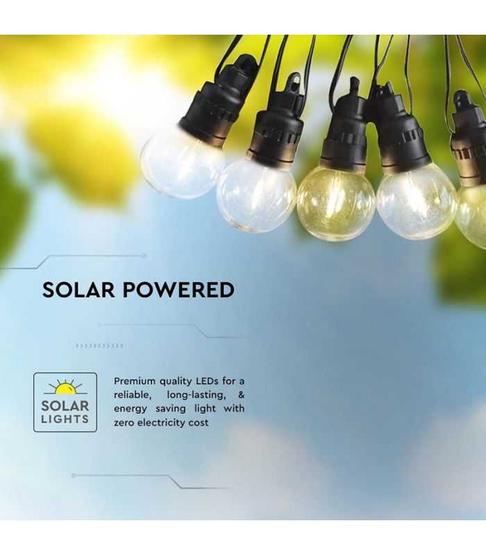 Ghirlanda Solara Led 10x 05w 12m 3000k Ip44 37v 1200mah V Tac Sku 7804