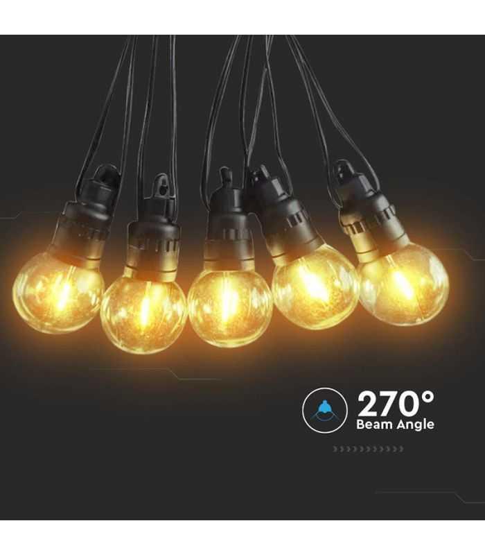 Ghirlanda Solara Led 10x 05w 12m 3000k Ip44 37v 1200mah V Tac Sku 7804