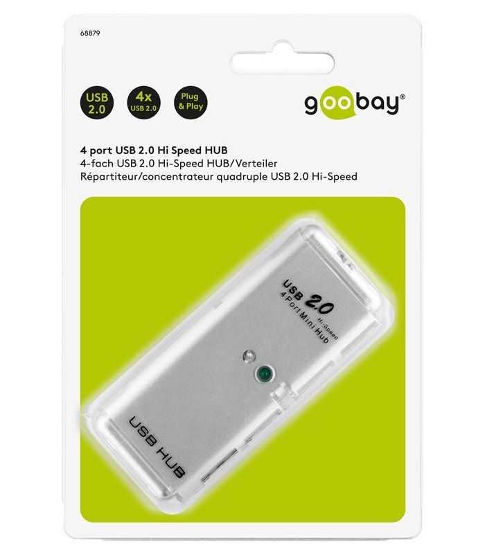 Hub 4 Port Usb 20 Hi Speed 480mb S Gri Cablu 6cm 68879 Goobay