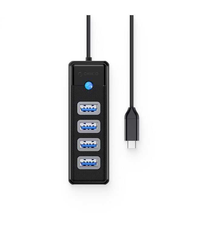 HUB 4x USB3.0 - USB TYPE C 15cm negru Orico PW4U-C3