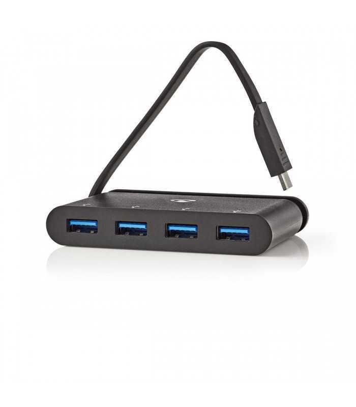 Hub Computer USB Type C - 4x USB 3.0 negru Nedis