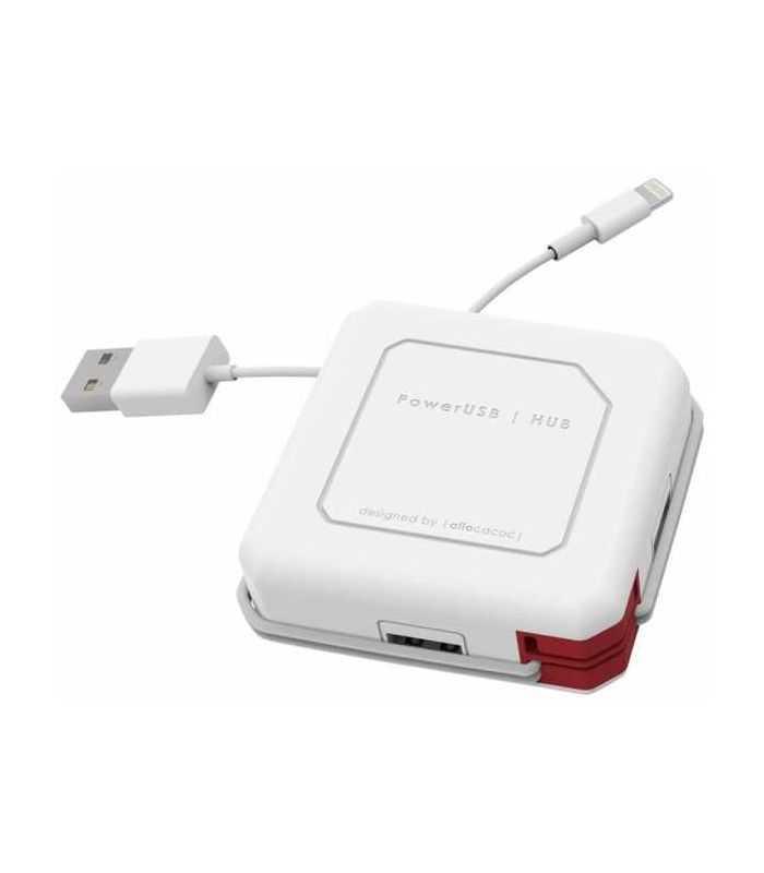 hub mini usb 20 cu 4 porturi alb rosu allocacoc powerusb hub 1
