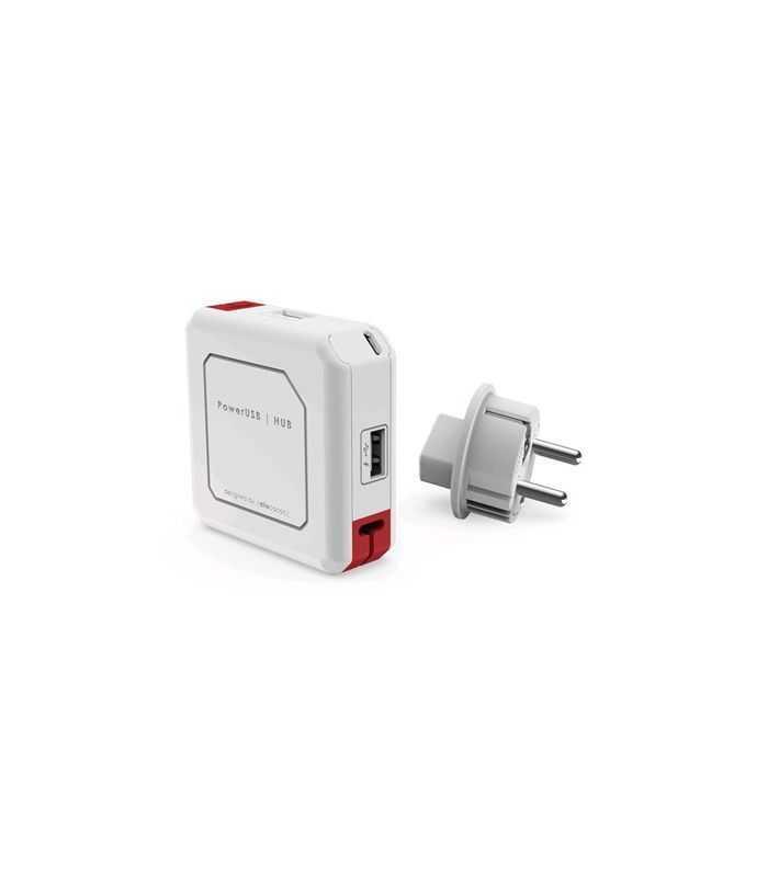 Hub mini USB 2.0 cu 4 porturi alb/rosu Allocacoc PowerUSB HUB