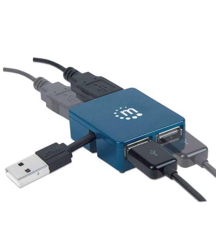 Hub Mini Usb 20 Cu 4 Porturi Albastru 160605 Manhattan