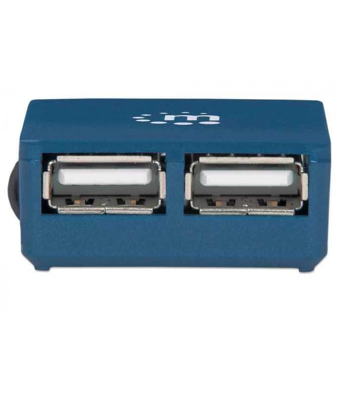 Hub Mini Usb 20 Cu 4 Porturi Albastru 160605 Manhattan
