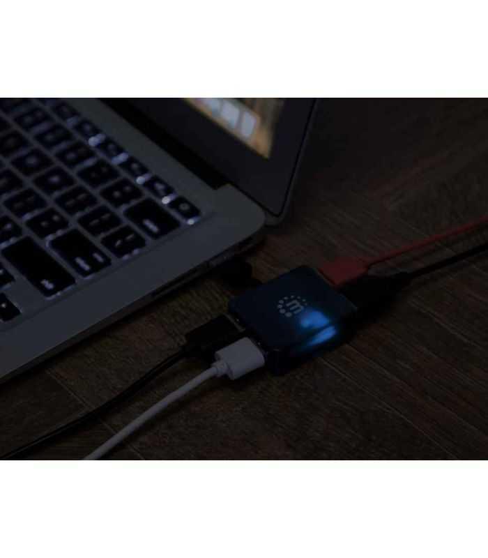 Hub Mini Usb 20 Cu 4 Porturi Albastru 160605 Manhattan