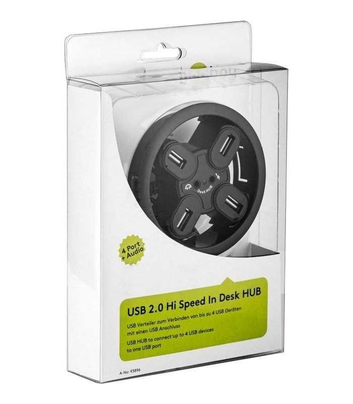 hub usb 20 4 porturi iesiri audio montabil in birou goobay 1