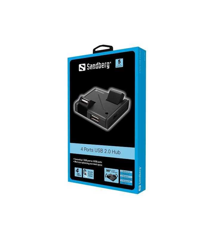 hub usb 20 sandberg 133 67 4 porturi negru 1
