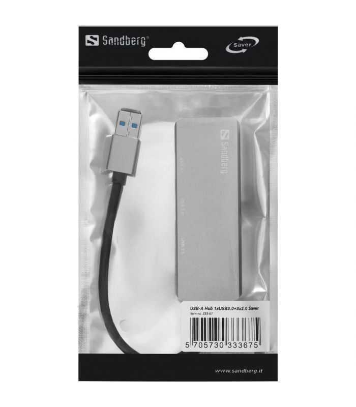 Hub Usb 30 1x Usb 30 3x Usb 20 Aluminiu Sandberg 333 67