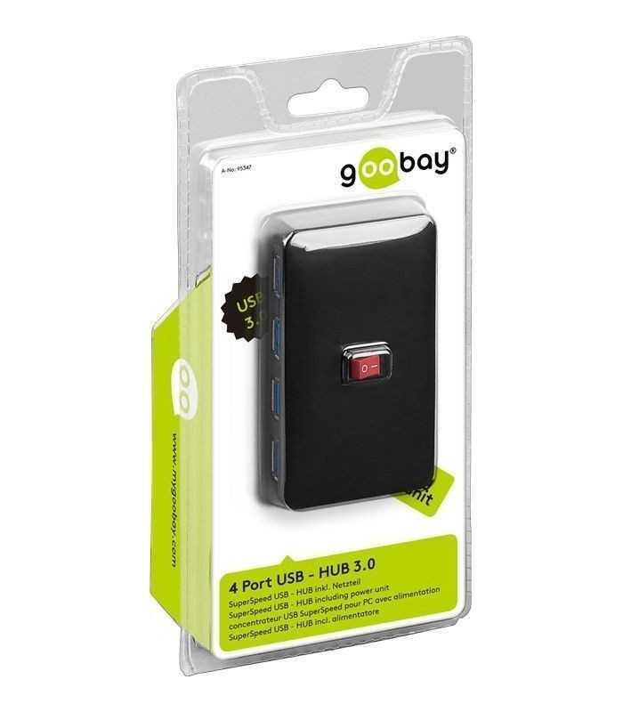 hub usb 30 la 4x usb alimentator tata mama negru goobay 2