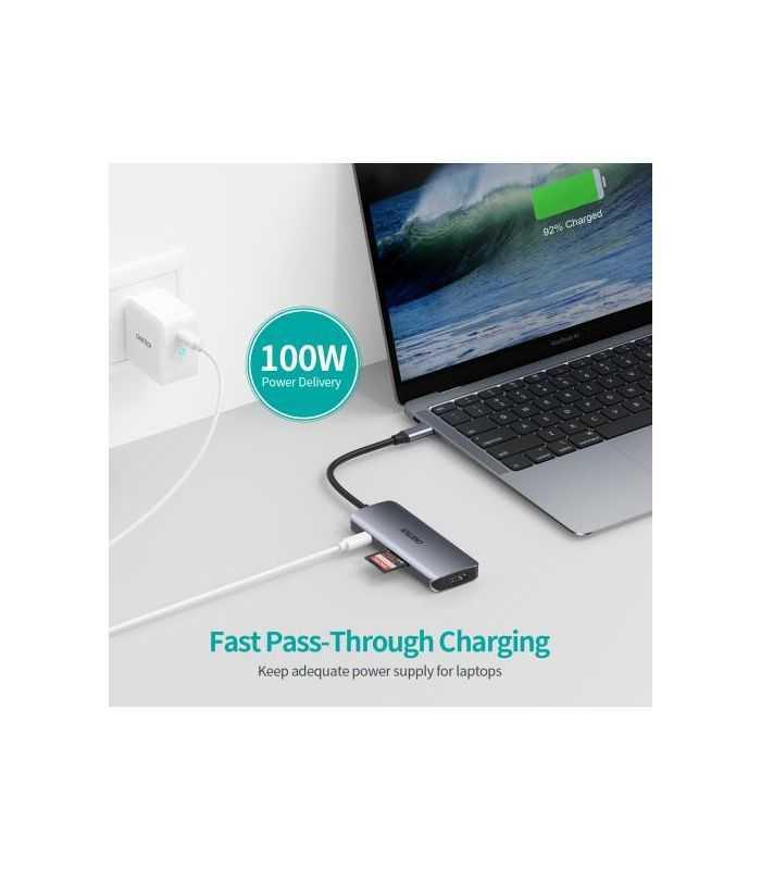 hub usb type c 1x hdmi 3x usb 30 sd pd 100w choetech m19 gri 4