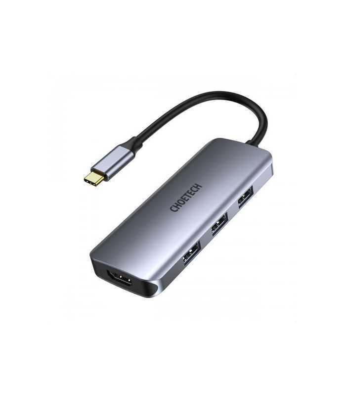 HUB USB Type C - 1x HDMI 3x USB 3.0 SD PD 100W Choetech M19 gri