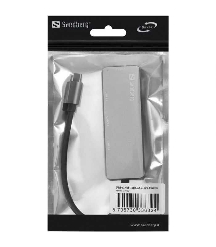 Hub Usb Type C 1x Usb 30 3x Usb 20 Aluminiu Sandberg 336 32