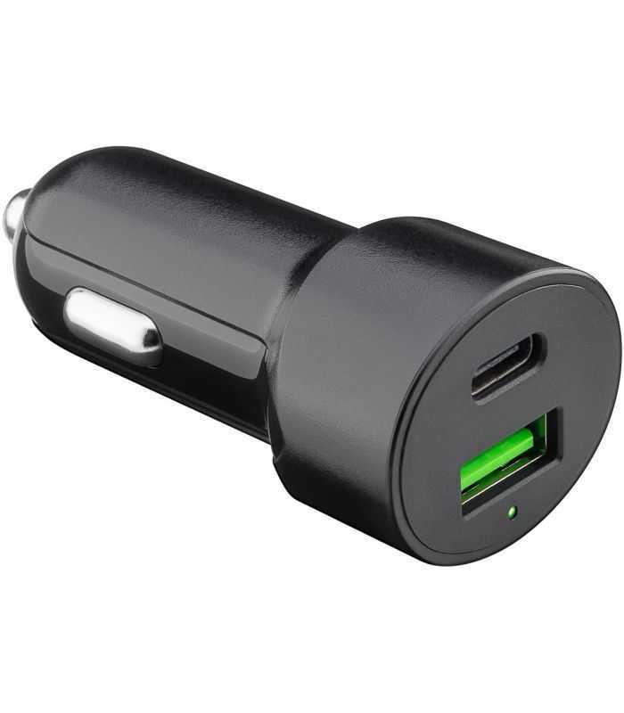 incarcator 12 24v auto rapid dublu usb si usb type c pd 3a 48w goobay 5