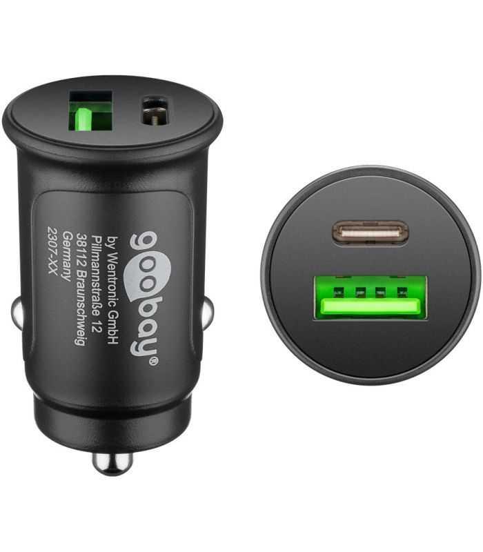Incarcator Auto 12 24v Bricheta Dual Usb A Qc30 Usb Type C Fast Charger Pd 30w 55634 Goobay