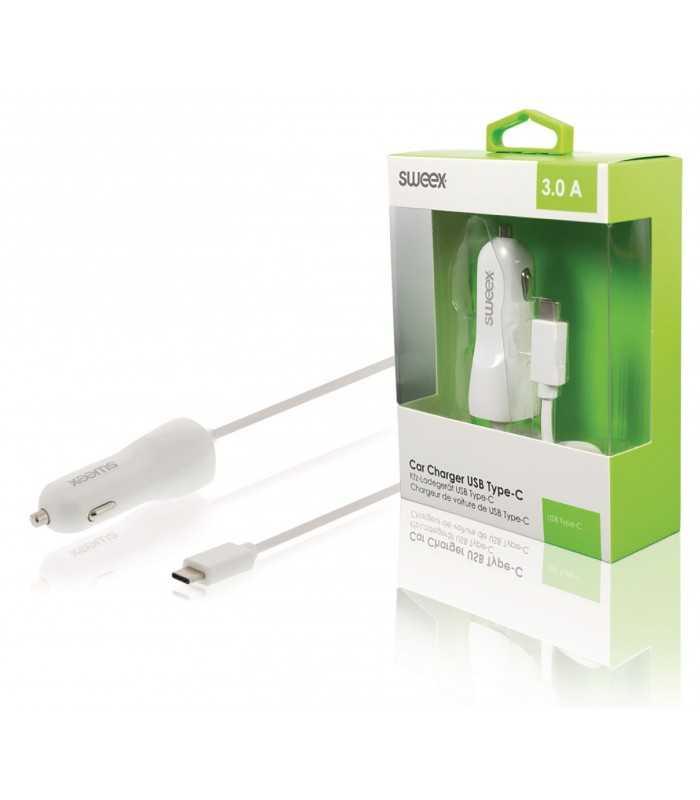 Incarcator auto 12-24V - USB Type C 3A alb Sweex