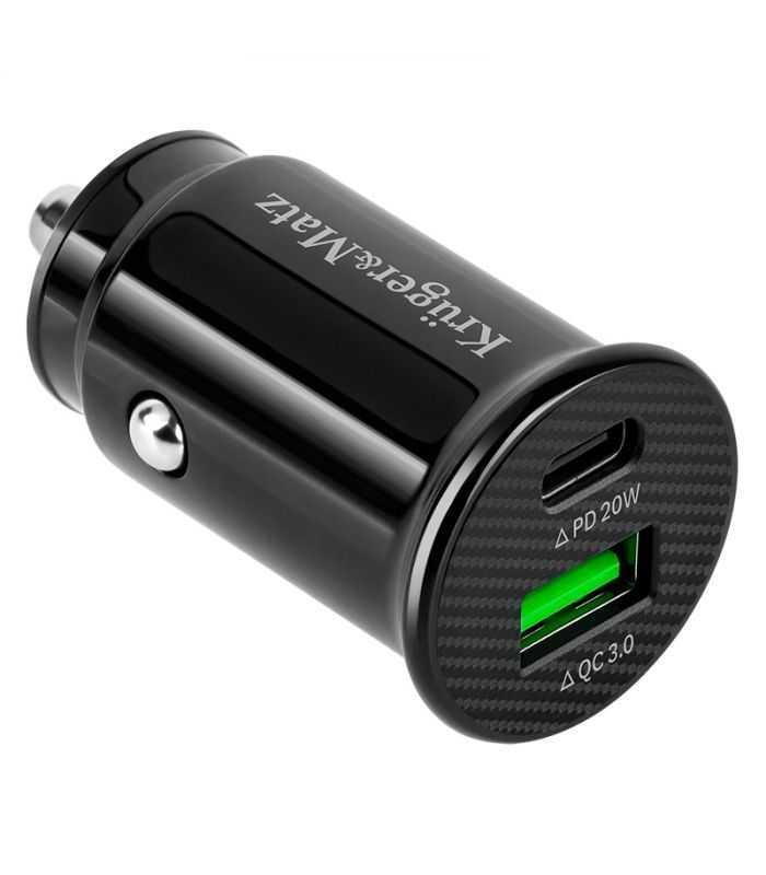 Incarcator auto 12-24VDC bricheta - USB TYPE C + USB 3.1A QC 3.0 PD 20W Kruger&Matz