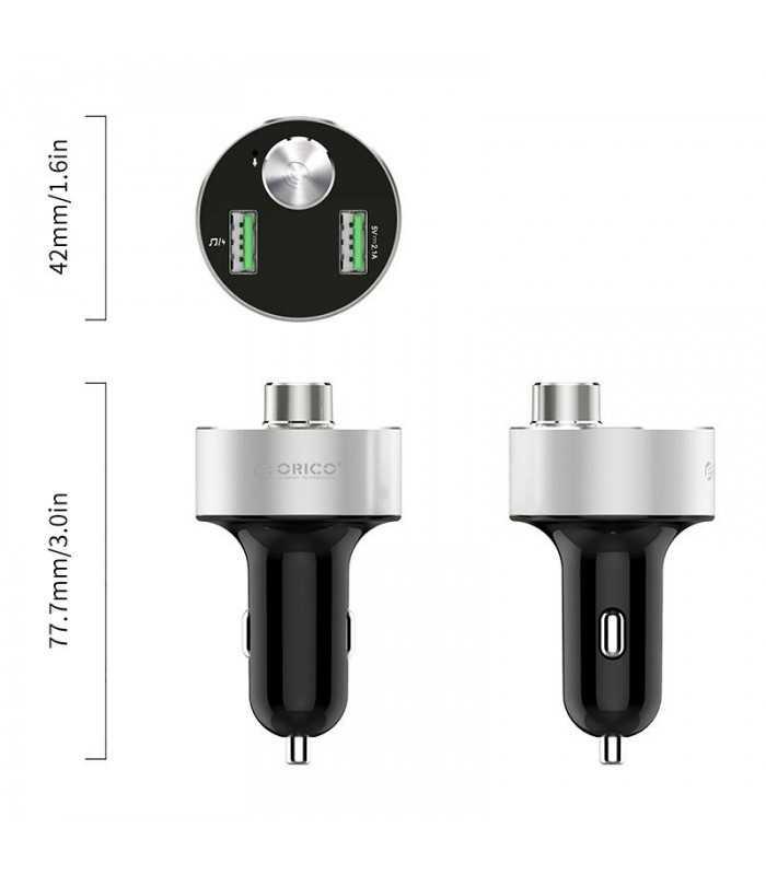 incarcator auto 155w 2x usb bluetooth microsd slot argintiu orico ubt 2u 4
