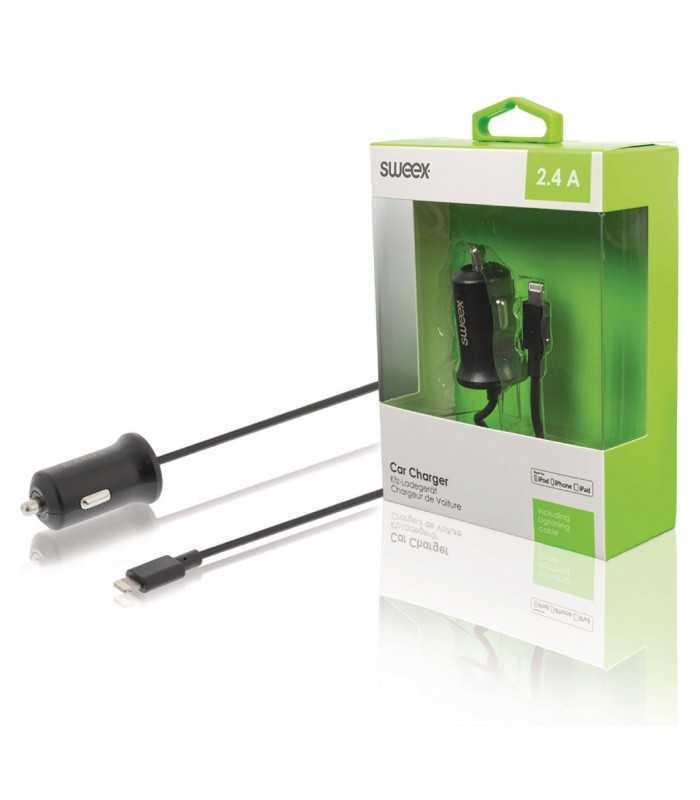 Incarcator auto 2.4A Apple Lightning negru Sweex