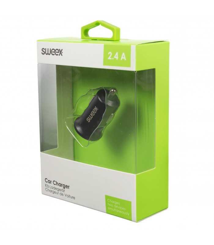 incarcator auto 2x usb 24a negru sweex 7