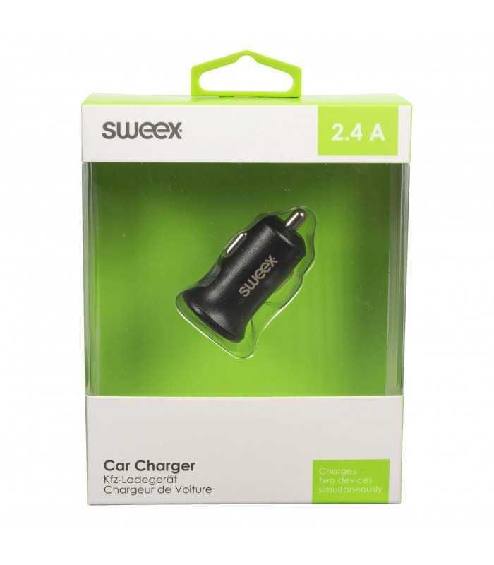incarcator auto 2x usb 24a negru sweex 8