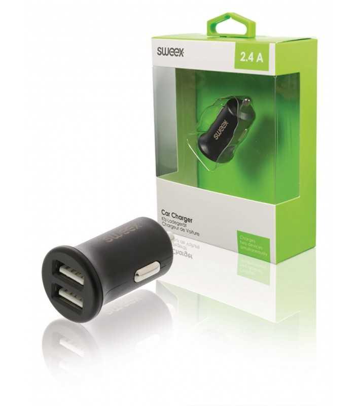 Incarcator auto 2x USB 2.4A negru Sweex