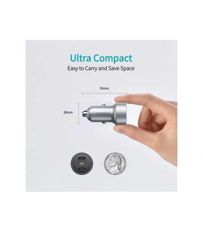 Incarcator auto 2x USB Type C PD 3.0 40W Choetech C0054-V2-SL 9 Incarcator Auto 2x Usb Type C Pd 30 40w Choetech C0054 V2 Sl