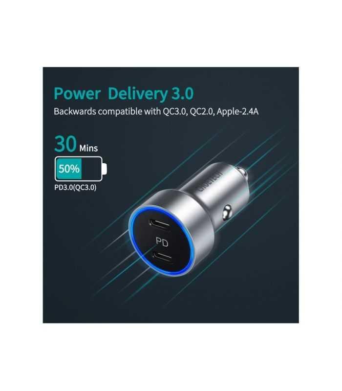 Incarcator auto 2x USB Type C PD 3.0 40W Choetech C0054-V2-SL 11 Incarcator Auto 2x Usb Type C Pd 30 40w Choetech C0054 V2 Sl